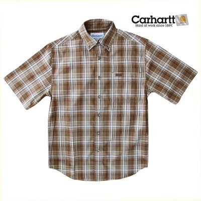 画像1: カーハート 半袖 シャツ（ブラウン）/Carhartt Plaid Shortsleeve Shirt(Brown)