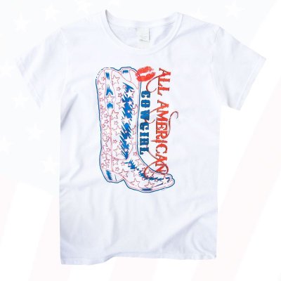 画像1: レディース ウエスタン Tシャツ スター・ブーツ ホワイト（半袖）/Women's Western T-shirt