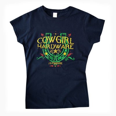 画像1: レディース ウエスタン Tシャツ ラッキーホースシュー ネイビー（半袖）/Women's Western T-shirt
