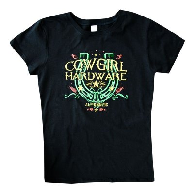 画像1: レディース ウエスタン Tシャツ ラッキーホースシュー ブラック（半袖）/Women's Western T-shirt