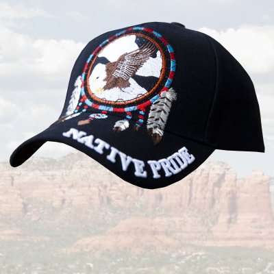 画像2: ネイティブプライド キャップ フライングイーグル＆フェザー（ブラック）/Native Pride Cap Eagle&Feather