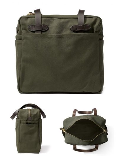 画像2: フィルソン トートバッグ（ファスナー付き/オッターグリーン）/Filson Tote Bag with Zipper(Otter Green)