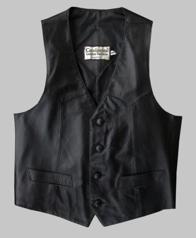 画像1: コンチネンタル レザー ウエスタン レザーベスト（ブラック）/Continental Leather Fashions Western Leather Vest(Black)