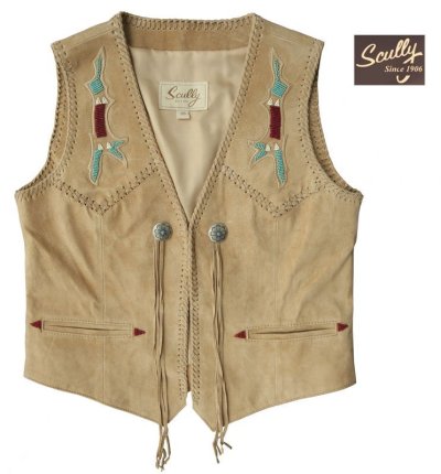 画像1: スカリー ウエスタン フリンジ ベスト（ビーズ・タン）XS/Scully Fringe Vest(Women's)