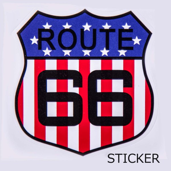ビニール ステッカー ルート66・USAフラッグ/Sticker ピンバッジ
