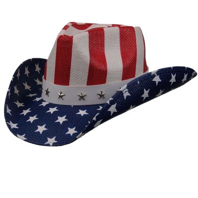 画像1: アメリカ国旗 星条旗 カウガール&カウボーイ ウエスタン ストローハット/Western Straw Hat
