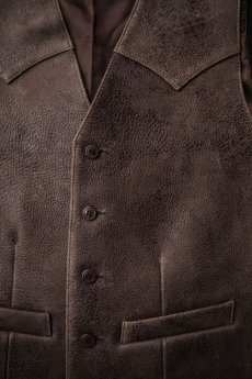 画像2: スカリー ウエスタンヨーク ラムレザー ベスト（ブラウン）/Scully Leather Vest (2)