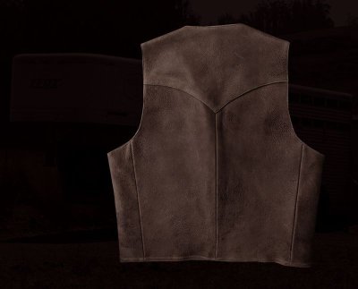 画像2: スカリー ウエスタンヨーク ラムレザー ベスト（ブラウン）/Scully Leather Vest