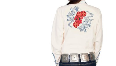 画像3: スカリー 刺繍 ウエスタン シャツ（長袖/クリーム・赤い花）M/Scully Long Sleeve Western Shirt(Women's)