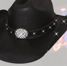 画像2: ブルハイド テリークラーク コレクション ラインストーン ストローハット（ブラック）/Bullhide TERRI CLARK Collection Straw Hat (Black) (2)