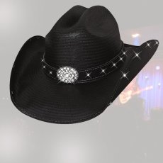 画像1: ブルハイド テリークラーク コレクション ラインストーン ストローハット（ブラック）/Bullhide TERRI CLARK Collection Straw Hat (Black) (1)