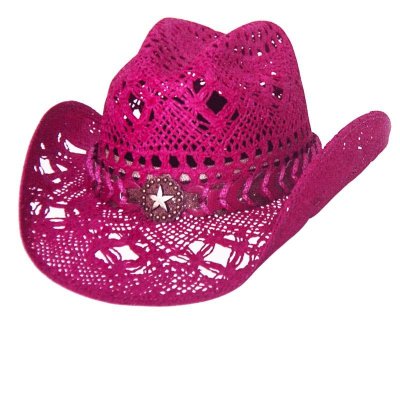 画像1: ブルハイド ウエスタン ストローハット ノーティガール（スター・フクシャピンク）/Bullhide Western Straw Hat Naughty Girl(Fuchsia)