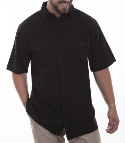 画像1: スカリー ウエスタンヨーク 半袖シャツ（ブラック無地）L/Scully Short Sleeve Western Yoke 2Pocket Shirt(Black)