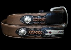 画像2: ウエスタン レザーベルト（コンチョ＆リボン ブラウン・ブラック）/Western Leather Belt (2)