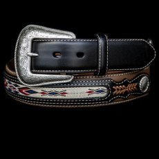 画像1: ウエスタン レザーベルト（コンチョ＆リボン ブラウン・ブラック）/Western Leather Belt (1)
