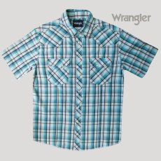 画像2: ラングラー 半袖 ウエスタンシャツ ターコイズブルーM/Wrangler Short Sleeve  Western Shirt (2)