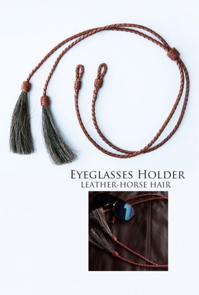 画像1: メガネ用ストラップ レザー&ホースヘアー（ブラウン）/Eyeglasses Holder Leather&Horse Hair(Brown)