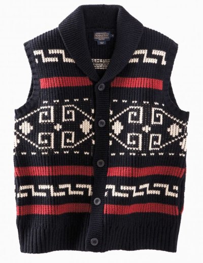 画像1: ペンドルトン ウール ベスト（ブラック・クリーム）XS/Pendleton Westerley Sweater Vest(Black/Cream)