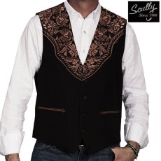 画像1: スカリー ウエスタンヨーク フローラル刺繍 ベスト（ブラック）/Scully Floral Embroidery Vest (Black) (1)