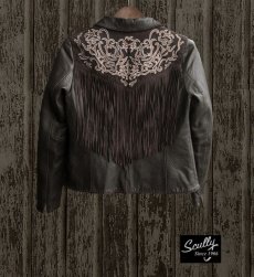 画像2: スカリー レディース フリンジ 刺繍 レザー ジャケット（ブラウン）/Scully Leather Fringe Jacket(Women's) (2)