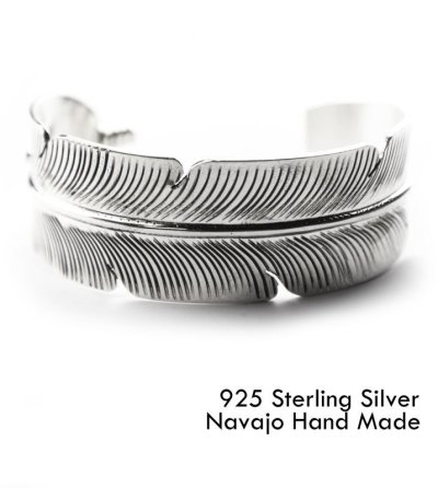 画像1: ナバホ スターリングシルバー ハンドメイド フェザー ブレスレット Darlene Begay/Navajo 925 Silver Bracelet 