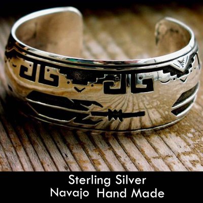 画像1: ナバホ スターリングシルバー ハンドメイド ブレスレット/Navajo Sterling Silver Bracelet