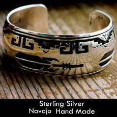 画像1: ナバホ スターリングシルバー ハンドメイド ブレスレット/Navajo Sterling Silver Bracelet (1)