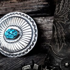 画像2: ナバホ ターコイズ&スターリングシルバー ハンドメイド ビンテージ バックル/Navajo Sterling Silver Vintage Buckle (2)