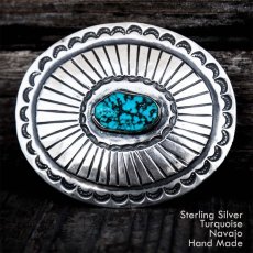 画像1: ナバホ ターコイズ&スターリングシルバー ハンドメイド ビンテージ バックル/Navajo Sterling Silver Vintage Buckle (1)