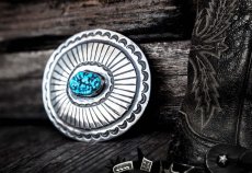 画像3: ナバホ ターコイズ&スターリングシルバー ハンドメイド ビンテージ バックル/Navajo Sterling Silver Vintage Buckle (3)