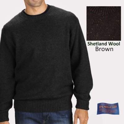 画像1: ペンドルトン シェトランド ウール セーター（ブラウン）XS/Pendleton Shetland Wool Sweater Brown
