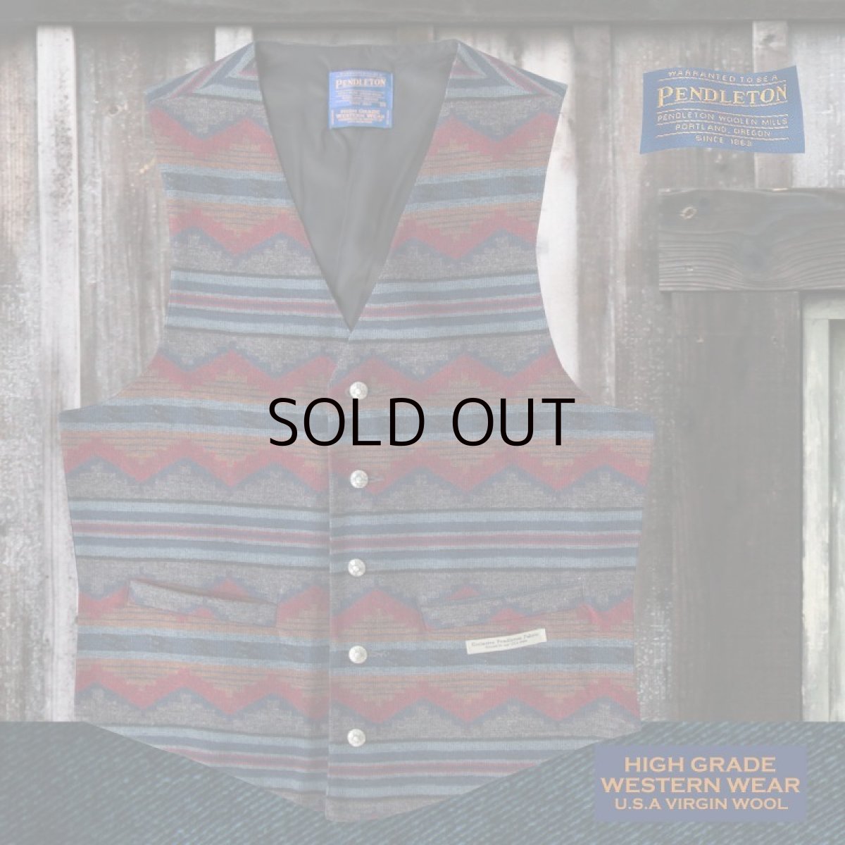 画像1: ペンドルトン U.S.A ヴァ－ジン ウール ベスト（チャコール・ブルー）L/Pendleton U.S.A Virgin Wool Vest Pinetop(Charcoal/Blue) (1)