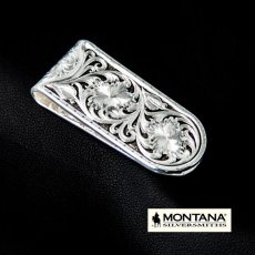 画像2: モンタナシルバースミス アンティークシルバー シェリダンワイルドローズ マネークリップ/Montana Silversmiths Antiqued Sheridan Rose Money Clip (2)