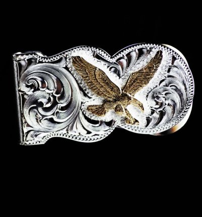 画像1: モンタナシルバースミス アメリカンイーグル マネークリップ（シルバー・ゴールド）/Montana Silversmiths Eagle Scalloped Money Clip