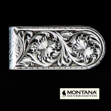 画像1: モンタナシルバースミス アンティークシルバー シェリダンワイルドローズ マネークリップ/Montana Silversmiths Antiqued Sheridan Rose Money Clip (1)