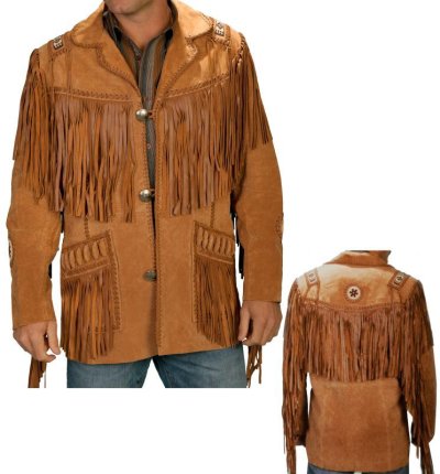 画像1: ウエスタン レザー フリンジ ジャケット（ブラウン）/Western Leather Fringe Jacket