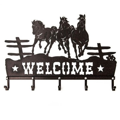 画像1: ランニングホース&スター ウエスタン ウェルカム ハンガー（ラストブラウン）/Metal Welcome Horse Welcome Hanger