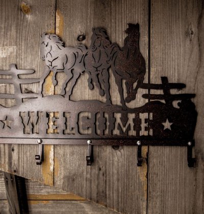 画像3: ランニングホース&スター ウエスタン ウェルカム ハンガー（ラストブラウン）/Metal Welcome Horse Welcome Hanger