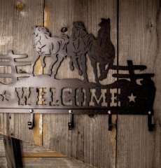 画像3: ランニングホース&スター ウエスタン ウェルカム ハンガー（ラストブラウン）/Metal Welcome Horse Welcome Hanger (3)