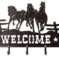 画像1: ランニングホース&スター ウエスタン ウェルカム ハンガー（ラストブラウン）/Metal Welcome Horse Welcome Hanger (1)