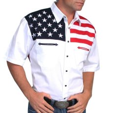 画像1: スカリー USA 刺繍シャツ（メンズ 半袖/アメリカンフラッグ）/Scully Short Sleeve Western Shirt (1)