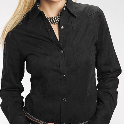 画像2: ステットソン フローラル ジャガード ウエスタンシャツ ブラック（長袖）S/Stetson Long Sleeve Western Shirt(Women's)