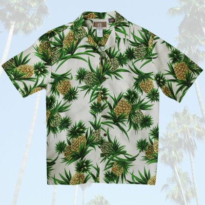 画像1: レーヨン アロハシャツ パイナップル（アイボリー）/Aloha Shirt
