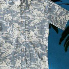 画像1: RJC ロバート・J・クランシー ハワイアン シャツ リバースプリント（ライトブルー・ホワイト）/RJC Hawaiian Shirt (1)