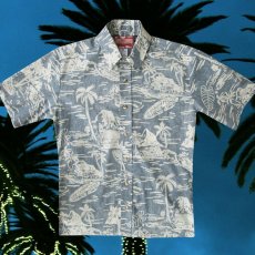 画像2: RJC ロバート・J・クランシー ハワイアン シャツ リバースプリント（ライトブルー・ホワイト）/RJC Hawaiian Shirt (2)