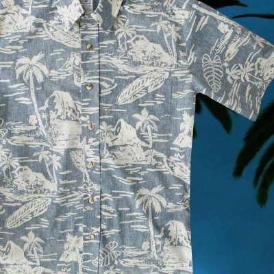 画像2: RJC ロバート・J・クランシー ハワイアン シャツ リバースプリント（ライトブルー・ホワイト）/RJC Hawaiian Shirt