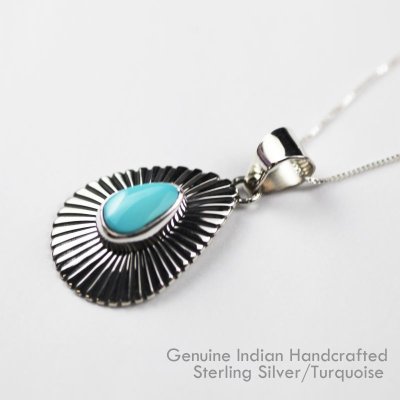 画像2: ナバホ ターコイズ&スターリングシルバー ネックレス/Navajo Handmade Turquoise&Sterling Silver Necklace