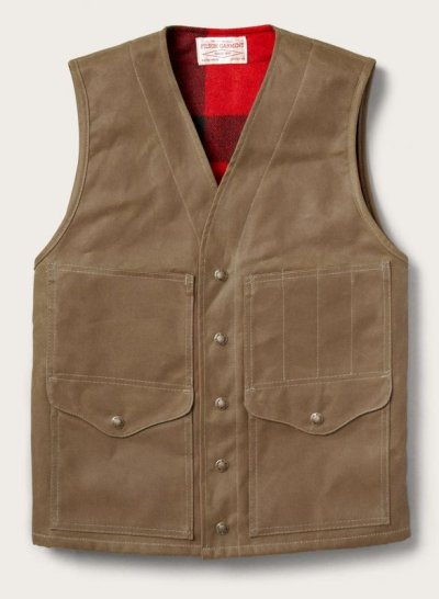 画像1: フィルソン マッキーノウールラインド ティンクロス クルーザー ベスト（ダークタン）XS/Filson Lined Cruiser Vest(Dark Tan)