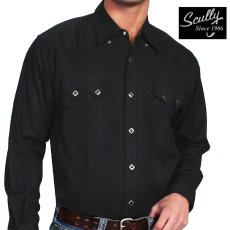 画像1: スカリー ウエスタン シャツ（長袖/ブラック）/Scully Long Sleeve Western Shirt Black(Men's) (1)