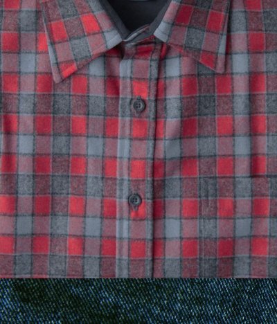 画像2: ペンドルトン ウール シャツ・フィッテッド ロッジシャツ（長袖・グレー・レッドチェック）XS（身幅51cm）/Pendleton Fitted Lodge Shirt (Grey/Red Check)
